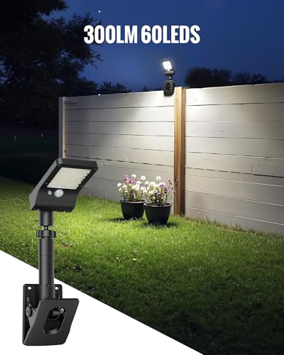 FabStyl Clip On Solar Lights Outdoor, 350LM Solar Motion Sensor Clamp Light with 1200mAh Battery, 3 Modes 360° Adjustable Waterproof Fence Lights for Porch, Mailbox, Camping, Emergency, Security — view 2