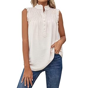 ccts Lente/Zomer Mode Tanktop Mouwloze Hoge Hals Knoop Frill Losse Casual Top