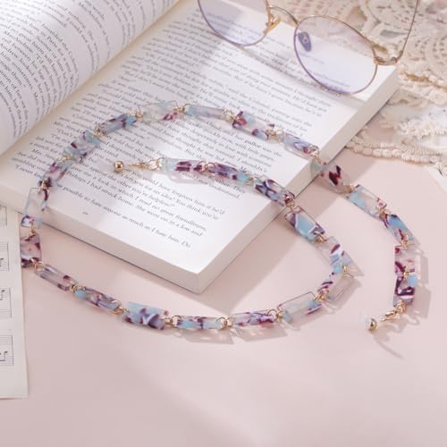 Image of kkjoy Acrylic Glasses Chain Colourful Squares Beach Holidays Sunglasses Holder Strap Eyeglass Lanyards for Women Men