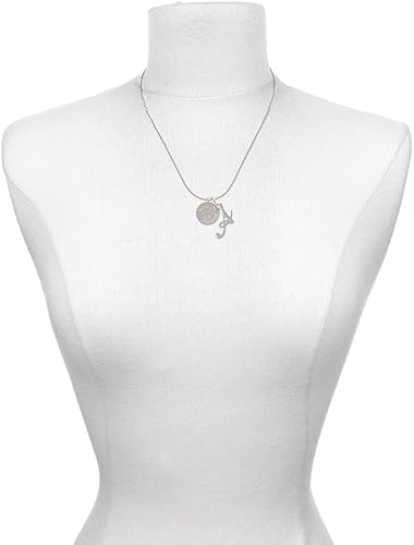 Miniatura 3 de Delight Jewelry Disco de llama de acero inoxidable You are Llamazing - Collar con dije inicial de escritura plateada, 18 pulgadas + 1 pulgada,