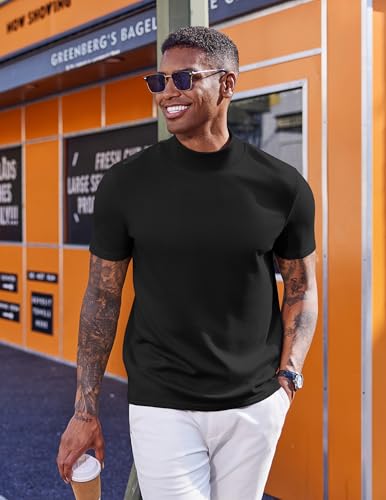 COOFANDY Mock Turtleneck for Men Short Sleeve Casual Stylish Basic Top Stretch Sweater Skin-Friendly Material2