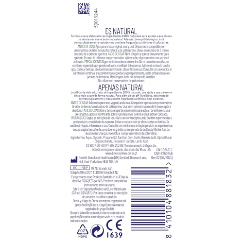 Durex 3035683 Naturals H2O Lubricante, 100% Natural sin Fragancia, Colorantes Ni Agentes Irritantes - 100 ml
