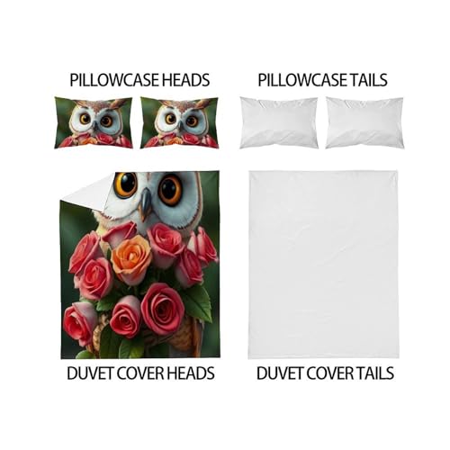 Housse de couette animaux fleurs imprimé 3D microfibre douce super king - 4