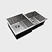 Ukinox RS420.60.40.10R Modern Undermount Double Bowl Stainless Steel Kitchen Sink
