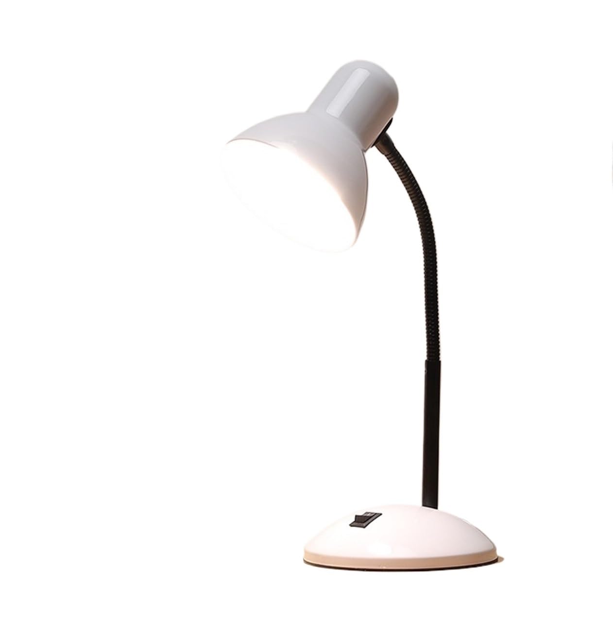 DANNMPX Eye Protection Wrought Iron Adjustable Desk Lamp Flexible Gooseneck Button Switch Desk Lamp(White)