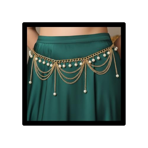 ELABEST Gold Waist Chain Layered Tassel Metal belly chain belt for women Fashion Costume Outfit Accessories