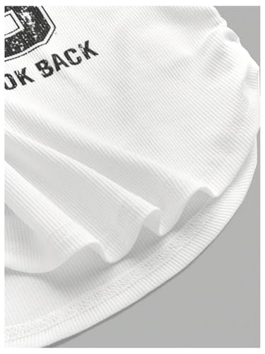 SweatyRocks Girl's Color Block Letter Graphic Tees Crew Neck Short Sleeve Ruched Y2K Tops4