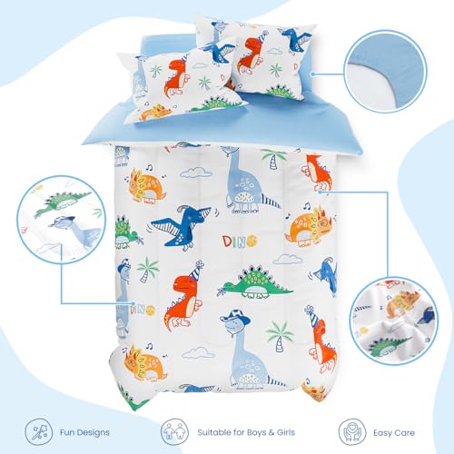 Image of SANDJEST Dinosaurs Bedding Twin Set for Boys Kids Children, Ultra Soft Microfiber Comforter Set with 3-Pieces, Comforters Bed Sets Bedroom Decor