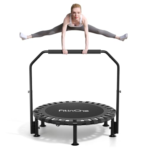 FitinOne 40"/48" Foldable Mini Trampoline Load 330lbs, Portable Exercise Rebounder with Durable Bungee Band, Fitness Trampoline for Adults