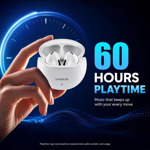Image of Kratos TW02 Ear Buds Wireless with 60H Playtime, Noise Isolation & Clear Calls, Bluetooth Earbuds with Voice Assistant, Ear Buds with Bluetooth V 5.3 & with Type C Fast Charging, IPX5 TWS Earphones