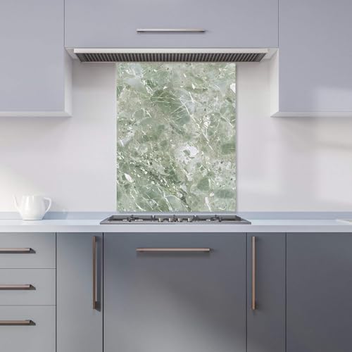Premium Polished Sage Green Quartz Effect Kitchen Splashback 6mm Toughened Glass Kitchen Splashback – Heat Resistant Splashback for Kitchens, Perfect for Cookers and Hobs, Polished Edges