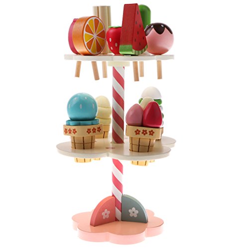 Preisvergleich Produktbild Homyl Kinderküchen Lebensmittel Rollenspielzeug - 3-lagig Erdbeere Eiscreme Süßigkeit Stand Spielset - 11er / Set