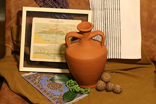 Terracotta Double Handled Amphora Water Jug, Clay Pitcher, Wine Carafe, Home Decor Vase, Pottery Jar, Traditional Kitchen Gift, Fit For Diy! #TOP2