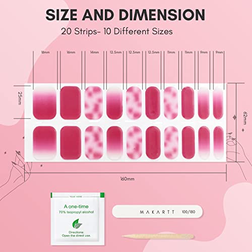 Makartt Semi Cured Gel Nail Strips Gel Nail Polish Sticker Nail Stickers Glossy Full Nail Wraps For Women With Nail File, Nail Wipe And Wood Stick Easy And Quick Nail Art 20 Strips（Camellia Rose） #TOP4