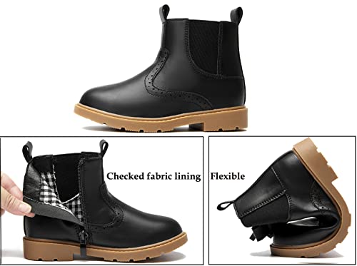 Wuiwuiyu Boys Girls Waterproof Outdoor Side Zip School Chelsea Ankle Boots Combat Short Booties (Toddlers/Little Kids/Big Kids) Black Size 2.5 #TOP3