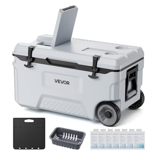 VEVOR Hard Cooler, 52QT Portable Rolling Cooler with Wheels, Leak-Resistant Coolbox Keeps Contents Cool for 48 Hours, Ice Retention Insulated Chests, Ultra-Light for Outdoor Picnics, Grill, Camping
