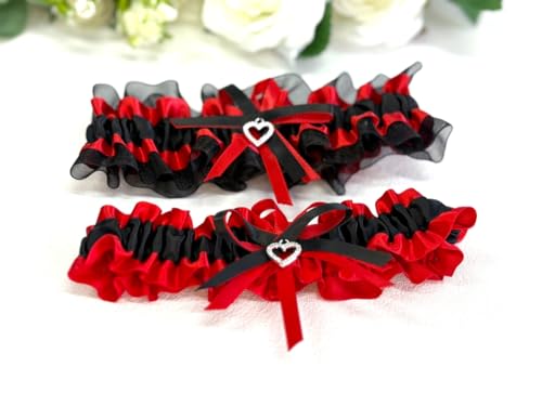 Image of Ting&Cecilly Lace Wedding Garters for Bride Pearl Stretch Prom Garter, Women Wedding Bridal Legs Garter Set