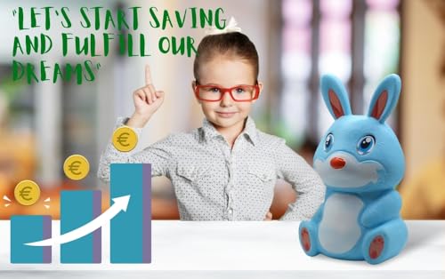 Image of Piggy Bank Toy for Kids with Lock & 2 Keys - Bunny Rabbit Shaped Coin Bank for Boys & Girls | BIS Certified Plastic Gullak | Money Saving Bank Gift for Toddlers 3+ Years | Made in India (Blue)