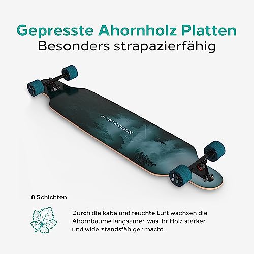 Sporterra Longboard [Sommer-Angebot] - Longboard Erwachsene und Jugendliche - Optimiert bis ins kleinste Detail für unvergessliche Abenteuer auf dem Long Board
