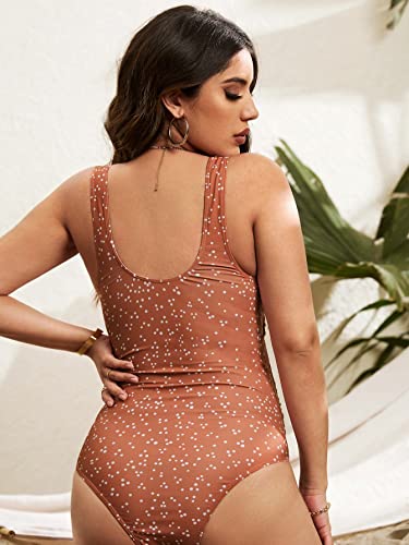 Makemechic Women's Maternity One Piece Swimsuit Twist Front Cut Out Summer Bathing Suit Dots Print Large #TOP1