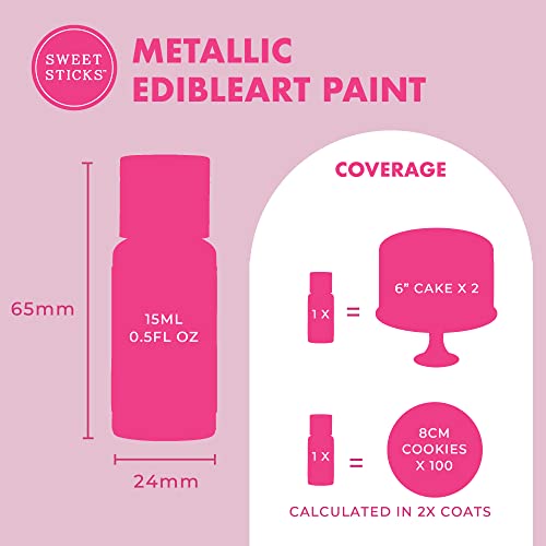 Image of Sweet Sticks Edible Art Decorative Cake Paint 0.5 Ounce (15 Milliliters), Metallic Wedding Gold
