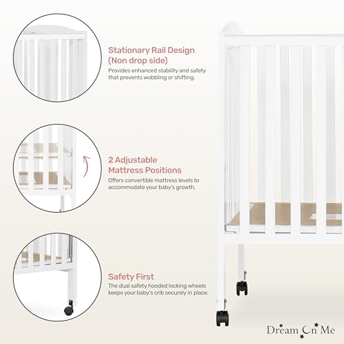 Dream On Me 673W Full Size 2-In-1 Folding Stationary Side Crib In White thumb #4
