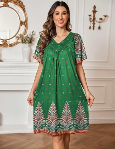 Image of Ekouaer Womens House Dress Floral Print Nightgown with Pockets Mumu Dress