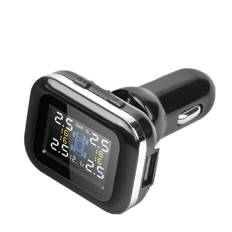 Tpms Sistema di Allarme for Pressione Pneumatici Regolabile con Angolo accendisigari aggiornato for Auto Intelligente con Accessori Moto USB Pressione Pneumatici(Internal Sensors)