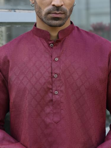Image of KRAFT INDIA Men's Cotton Kurta Pyjama Set | Woven Design Traditional Ethnic Wear | Festive, Wedding & Casual Outfit | Comfortable & Breathable Fabric