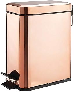 mDesign 1.3 Gallon Rectangular Small Steel Step Trash Can Wastebasket, Garbage Container Bin