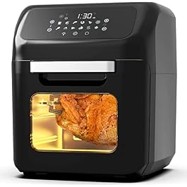Pro Breeze 12 Quart Air Fryer Oven – Large Air Fryer Toaster Oven with 12 Smart Cooking Modes such as Rotisserie, Food Dehydrator, Bake, Roast, Reheat, Includes 19 Accessories with 3 Rack Levels