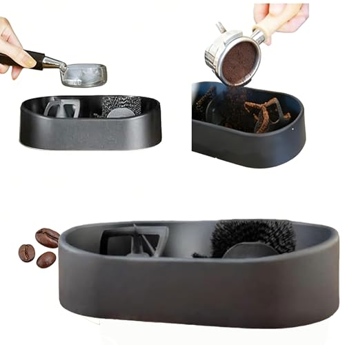 Quin Spin Espresso Cleaner—Electric Automatic Knock Box Cleaner with Stable Holder, Coffee Filter Cleaning, Deep-Clean Brush & Anti-Spill Grounds Tray for 51/53/58mm Portafilters