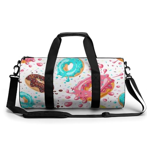 Sac de sport Beignets 45x23x23cm idéal comme sac week-end de voyage pour le camping et la gym