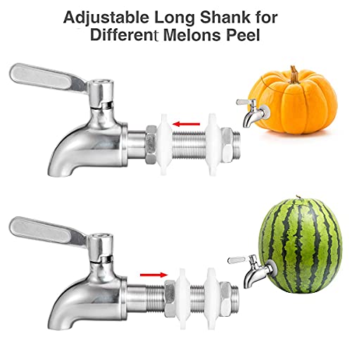 Stainless Steel Watermelon Keg Tap Kit - [Leakproof] [NO Clog] Pumpkin Fruit Keg Tapping with Coring Tool, [Adjust Shank] DIY Watermelon Spigot for Cocktail Party-Tea Drink Dispenser Spout - Thumbnail 4