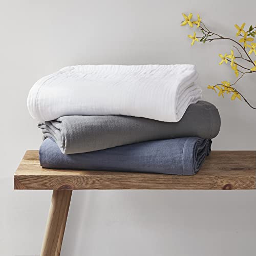 Image of Madison Park Gauze Cotton Queen Blanket Lightweight for Summer, Charcoal