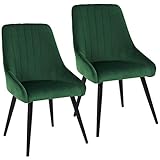 Duhome Dining Chairs Accent Chair Set of 2, Upholstered Tufted Armless Chair Leisure Chair Mid Century High-Back Modern Velvet Chair Side Chair for Dining Room Living Room Bedroom Coffee Dark Green