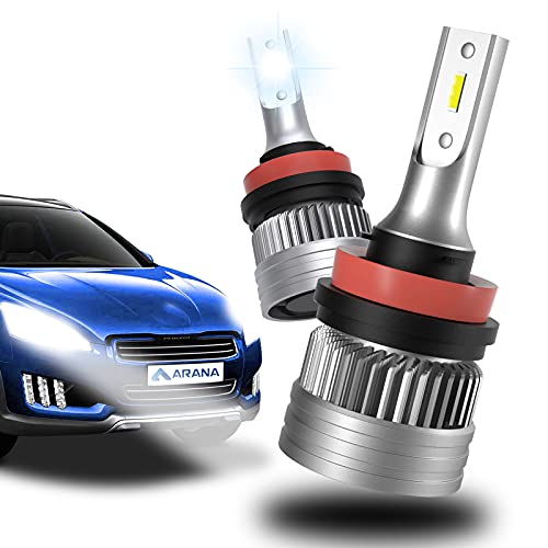 ARANA H11 H9 H8 LED Headlight Bulbs 6000K, 400% Super Bright 12000 Lumens LED Conversion Kit for Headlights H11 H9 H8, IP67 Full Waterproof Car LED Replacement for Halogen Bulbs, Pack of 2
