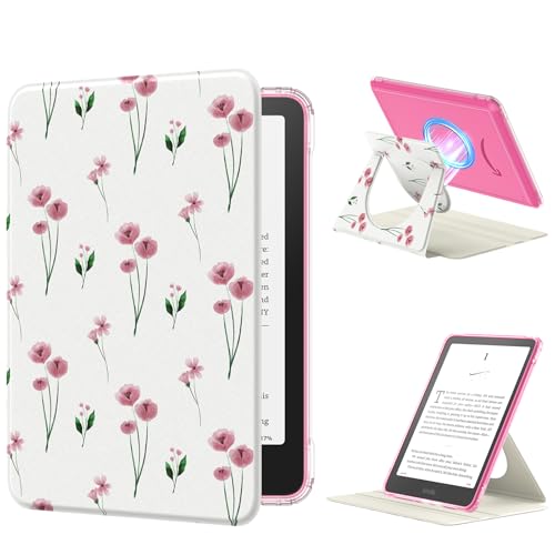MoKo 360°Rotating Detachable Case for 7" eBook Reader, Pink Florals by MoKo - Used condition - US$16.55