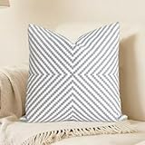 SLOW COW Cotton Embroidery Cushion Cover Grey Dots Embroidered Throw Pillow Cover 18x18 Inches