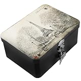 Artibetter Caja Joyero de Hierro Pequeña para Joyas Diseño Clásico y Cierre Seguro, Estuche Multifuncional para Almacenamiento en Habitación
