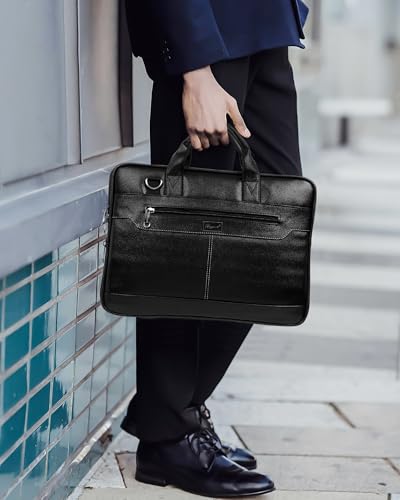 Image of Bagneeds 14 Inch Laptop Office Bag for Men & Women | Premium Synthetic Leather Business Briefcase | Padded Compartment | Adjustable Shoulder Strap