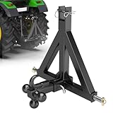 3 Point Trailer Hitch 2' Receiver Trailer Ball Hitch with Towing Hook,3 Pt Farm Equipment,Subcompact Attachmnt for Tractor Standard Category 1,Heavy Duty Drawbar Compatible with Kubota John Deere