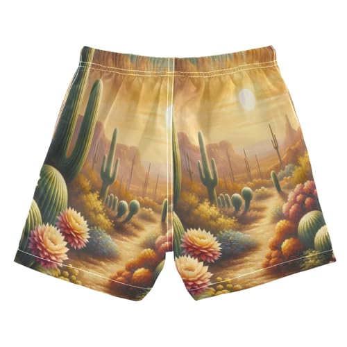 Cactus Desert Flowers Boys Swim Trunks Quick Dry Toddler Swimsuit Boy Bathing Suits Swimwear Board Shorts S2