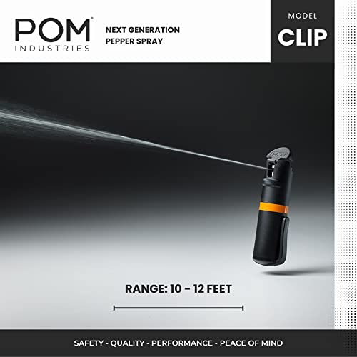 Pom Pepper Spray Grey Flip Top Pocket Clip - Maximum Strength Oc Spray - Self Defense - Tactical Compact & Safe Design - 25 Bursts & 10 Ft Range - Powerful & Accurate Stream Pattern #TOP3