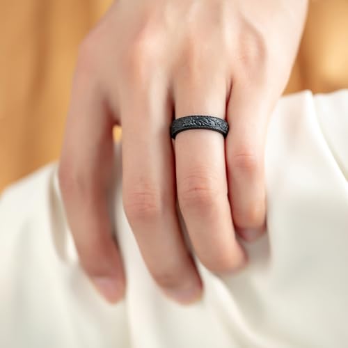 ThunderFit Silicone Rings for Women, Rubber Engagement Wedding Bands Vine Design 5.5mm Wide 2mm Thick - Variety Multipack 4-124