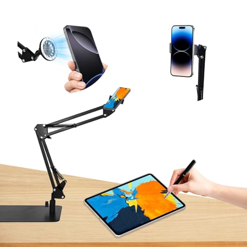 Hivexagon Soporte magnético para teléfono en la cabeza – Soporte articulado para brazo con base, ajustable en 360 ° en múltiples ángulos, equipado con un clip específico para teléfono