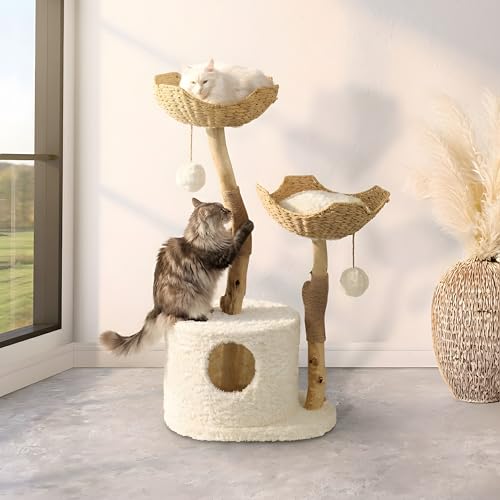 Torre para gatos COZY & FETCH con poste para rascar de madera miniatura 4