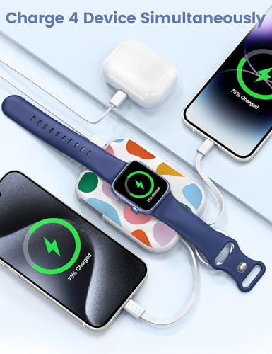 Image of RORRY CharmGo Portable Charger, 5000mAh Portable Charger Power Bank with Built-in Cables, Travel Keychain Battery Pack for Apple Watch and iPhone Air /17 /16 /15 /14 /13 /12, Graffiti