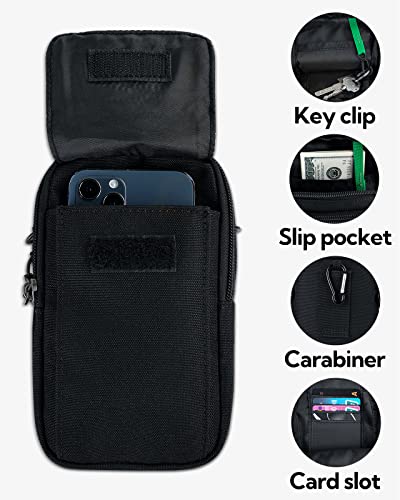 WATERFLY Bauchtasche Gürteltasche Hüfttaschen Handytasche: Kompakt Klein Multifunktional Gürtel Tasche mit Karabiner für Damen Herren EDC Camping Wandern Klettern Reisen Jagd Angeln