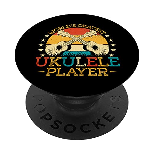 Retro Vintage Style World Okayest Ukulele Uke Player PopSockets PopGrip Interchangeable